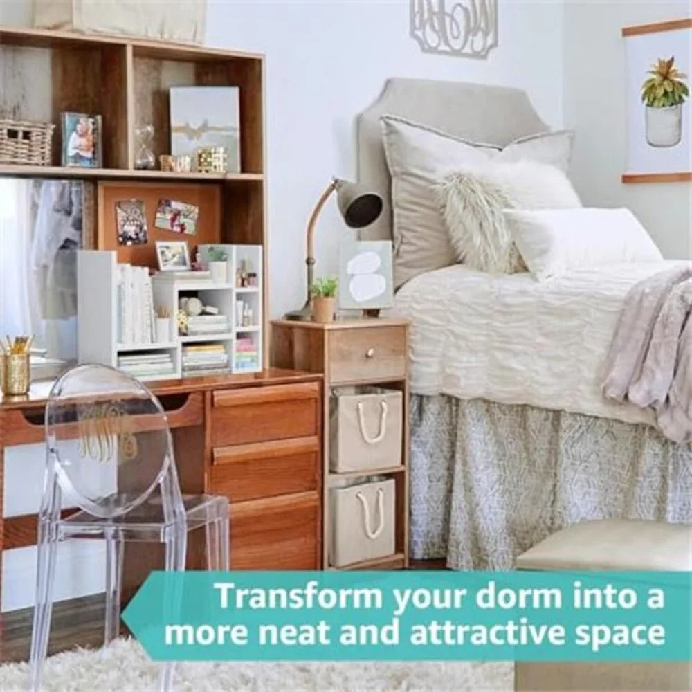 Desk Shelves Desktop Organizer White Office Storage Corner Bookshelf Table Top